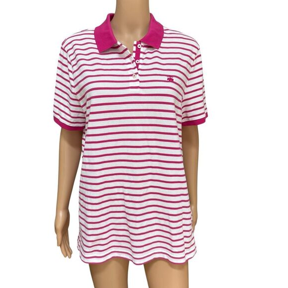 Brooks Brothers women’s 100% cotton pink striped polo shirt size XL - Picture 1 of 7